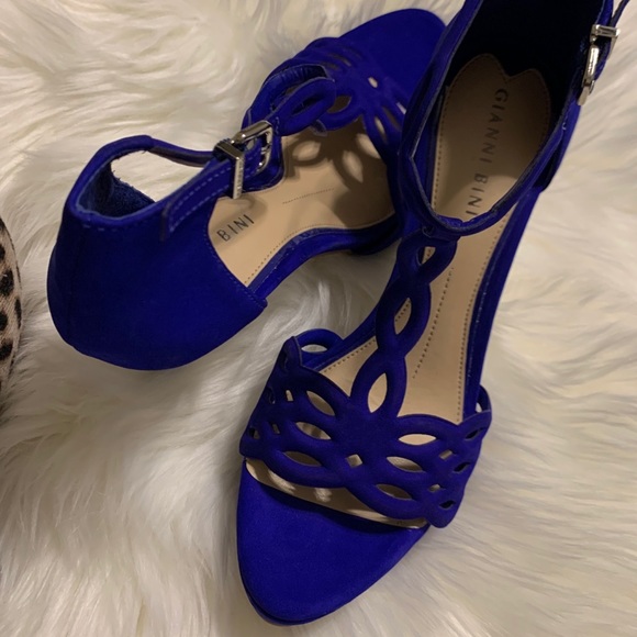 Gianni Bini Cobalt Blue Leather Suede Pumps 7.5M - Picture 4 of 9